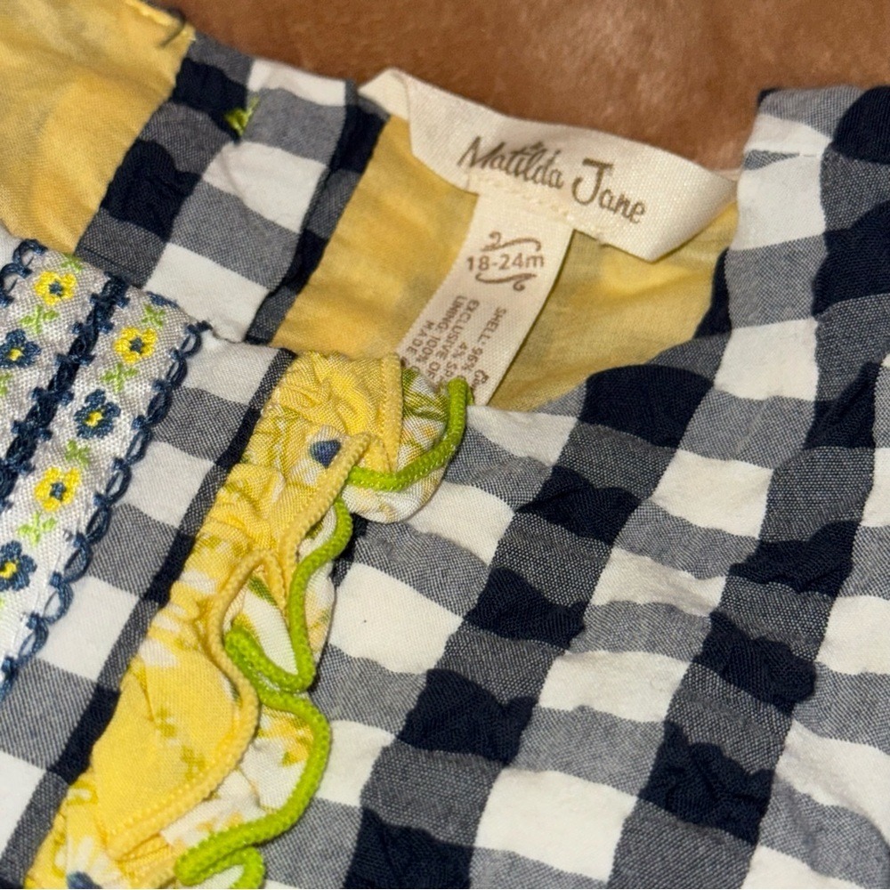 Matilda Jane Enchanted Garden Gingham and Giggles Dress Navy White 18-24M - Picture 5 of 5